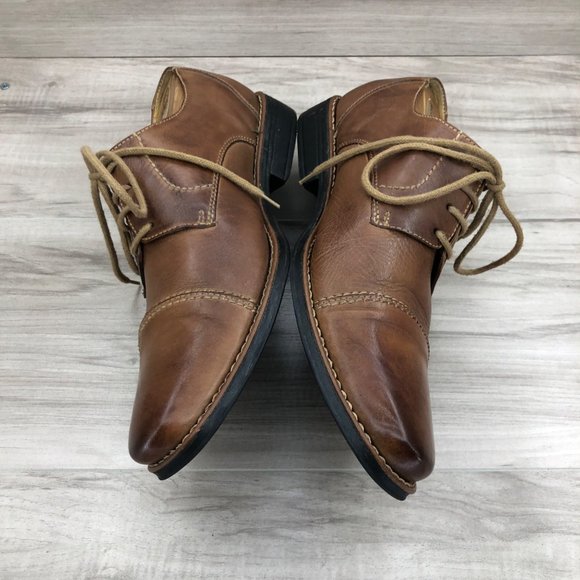 Sandro Moscoloni Oxfords Men's 9.5D Brown Leather Derby Cap Toe Dress Shoes - Picture 7 of 11